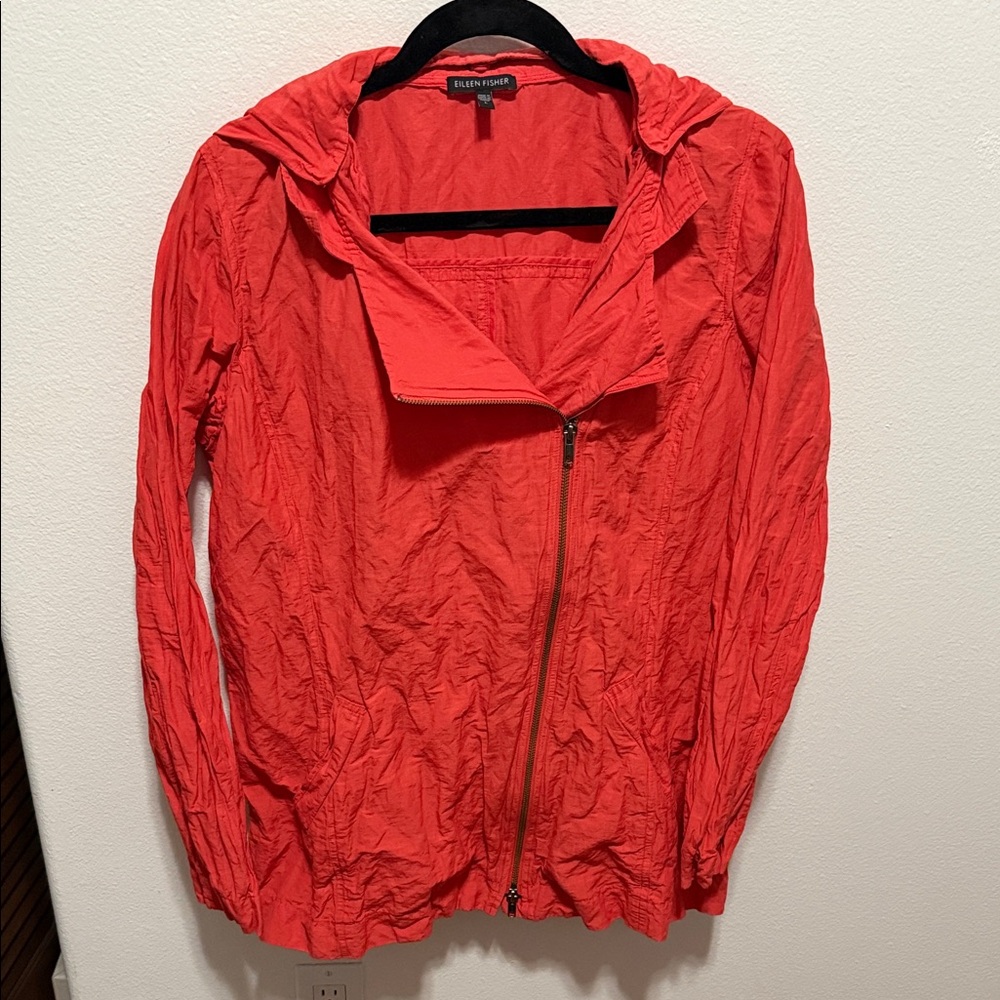Eileen Fisher Women's Bold Red Cotton Steel Lory Jacket - Picture 3 of 9